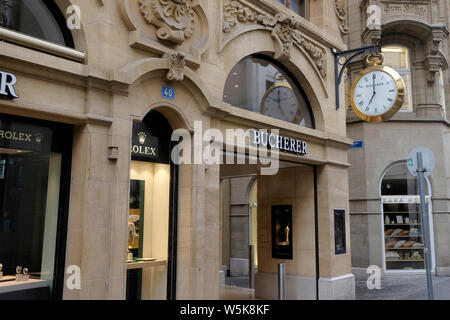 Vue d'Boucherer boutique, un célèbre horloger, Bâle, Suisse Banque D'Images