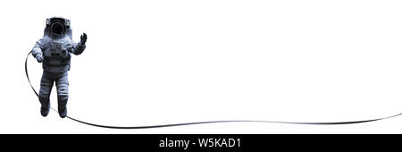 La sécurité de l'astronaute avec sangle d'onduler, isolé sur fond blanc Banque D'Images