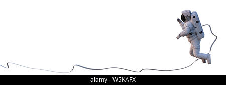 Avec la sécurité des astronautes, d'isolé sur fond blanc Banque D'Images
