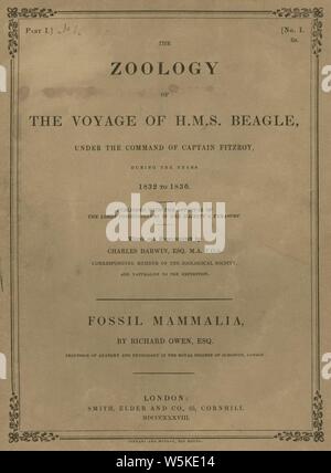 Darwin Zoologie du voyage de HMS. Bande de Beagle1 Teil1 1838. Banque D'Images