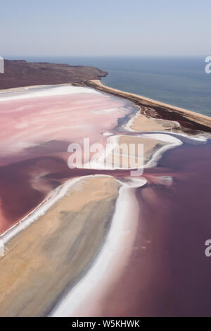 Koyashskoye rose salt lake dans la région de Krym et côte de la mer Noire. Vue aérienne. Couleur corail très tendance Banque D'Images