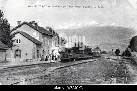 Céret - Gare début XXème siècle Roque (éd). Banque D'Images