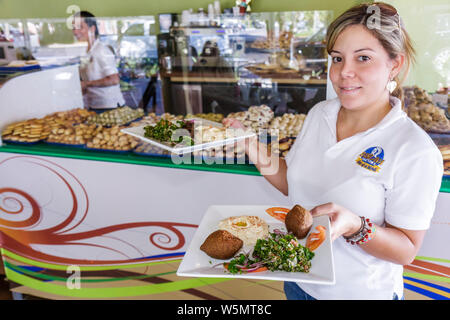 Miami Florida, Baklava Factory, Moyen-Orient, est, est, restaurant restaurants restauration café cafés cuisine, femme femmes, serveur de serveuse emp Banque D'Images