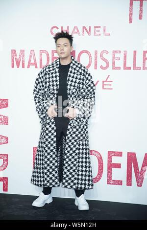 Hong Kong, chanteur et acteur William Chan Wai-ting arrive pour l'exposition Chanel Mademoiselle prive à Shanghai, Chine, le 18 avril 2019. Banque D'Images