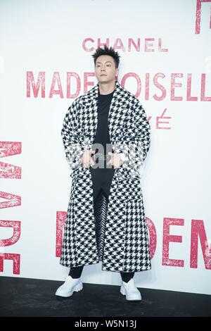 Hong Kong, chanteur et acteur William Chan Wai-ting arrive pour l'exposition Chanel Mademoiselle prive à Shanghai, Chine, le 18 avril 2019. Banque D'Images