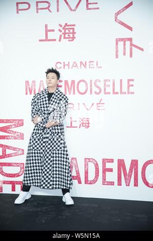 Hong Kong, chanteur et acteur William Chan Wai-ting arrive pour l'exposition Chanel Mademoiselle prive à Shanghai, Chine, le 18 avril 2019. Banque D'Images