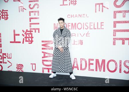 Hong Kong, chanteur et acteur William Chan Wai-ting arrive pour l'exposition Chanel Mademoiselle prive à Shanghai, Chine, le 18 avril 2019. Banque D'Images