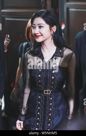 L'actrice chinoise Tian Jing arrive pour le cocktail d'ouverture pour le pop up store de Dior dans la ville de Chengdu, dans le sud-ouest de la province chinoise du Sichuan, 23 Banque D'Images