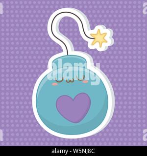 Conception, dessin animé bombe expression Kawaii mignon petit personnage drôle et thème d'émoticônes Vector illustration Illustration de Vecteur