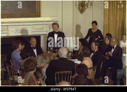 Jimmy Carter et Rosalynn Carter Etat hôte le dîner en l'honneur du Président Jose Lopez Portillo du Mexique Banque D'Images