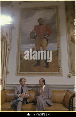 Visite de Jimmy Carter avec le Président Carlos Perez Banque D'Images