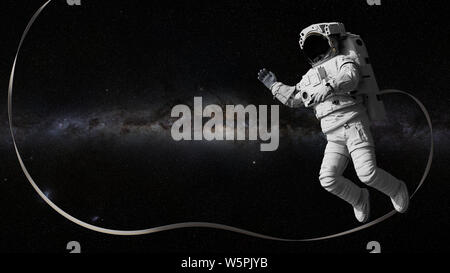 Parmi les étoiles L'astronaute (science) rendu 3D Banque D'Images