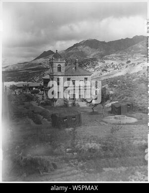 Guerre de Corée des pourparlers de paix. Kaesong, Corée ; Portée et contenu : le bâtiment des Nations Unies à Kaesong, Corée, les pourparlers d'Armistice. Banque D'Images