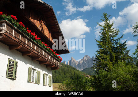 20.06.2019, St. Magdalena, Villnoess, Trentino-Alto, Tyrol du Sud, Italie, Europe - ferme traditionnelle dans le Parc Naturel de la vallée Villnoess. Banque D'Images