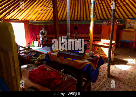 Ongi Monastery in Dundgovi Province, la Mongolie.intérieur du temple Banque D'Images