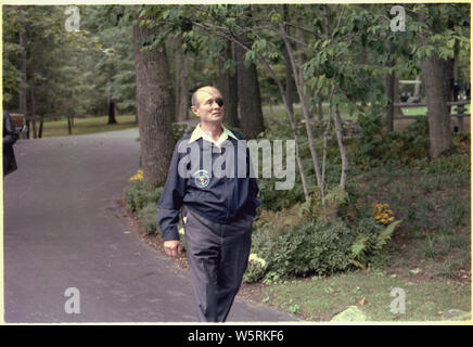 Moshe Dayan, Ministre israélien des affaires étrangères, à Camp David Banque D'Images