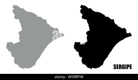 L'État de Sergipe cartes silhouette isolé sur fond blanc, Brésil Illustration de Vecteur