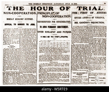 Première page de Bombay Chronicle Inde Asie 31 Juillet 1920 Banque D'Images
