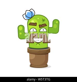 Funny Green Cactus mexicain . Isolé sur fond blanc. Vector Illustration. Illustration de Vecteur