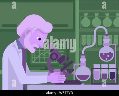 Mature Scientist Working in Laboratory Illustration de Vecteur