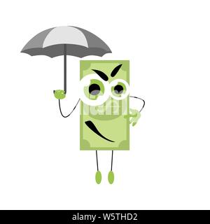 Billet d'assurance de l'argent sûr, sous un parapluie. De l'argent sûr, vecteur de l'entreprise Financement de l'assurance de la sécurité, la protection de service fiable et protéger le capital fina Illustration de Vecteur