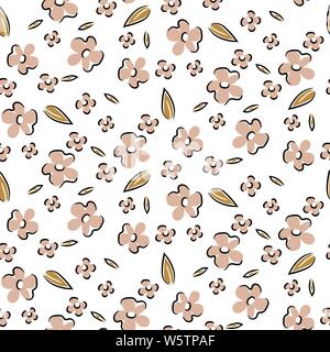 Motif floral seamless vector. Croquis dessinés à la main rétro fleurs de texture. Illustration de Vecteur