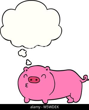 Cartoon pig avec bulle pensée Illustration de Vecteur