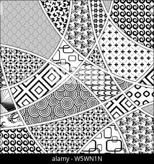 Jeu de noir et blanc différents modèles zentangle Illustration de Vecteur