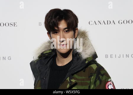 Hong Kong l'acteur et chanteur Aarif Rahman, également connu sous le nom de Aarif Lee Chi-ting, assiste à un événement promotionnel pour la Bernache du Canada Programme de l'Arctique à Beijing, Chi Banque D'Images