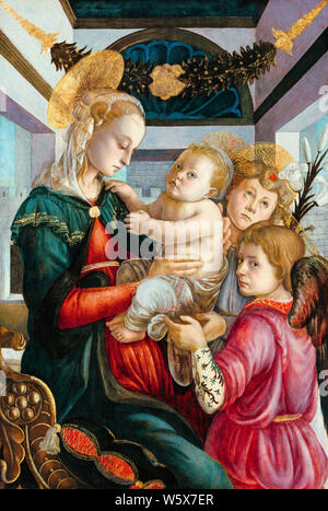 Sandro Botticelli, peinture, vierge et l'enfant avec deux anges, 1465-1470 Banque D'Images