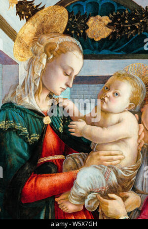 Sandro Botticelli, peinture Détail, vierge et l'enfant avec deux anges, 1465-1470 Banque D'Images