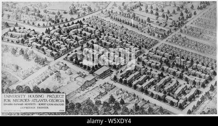 Travaux publics Administration : Dessin architectural du projet de logement de l'Université d'Atlanta, en Géorgie, remplacera dans les bidonvilles 53227(1596) Banque D'Images