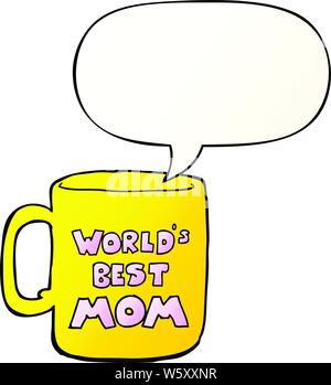 Meilleur des mondes maman mug avec bulle en bon style de dégradé Illustration de Vecteur