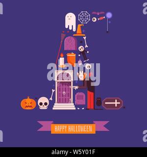 Happy Halloween Imprimer ou conception de cartes Illustration de Vecteur