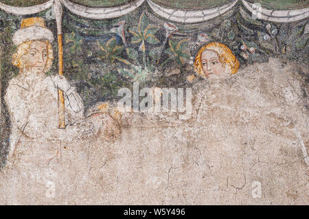 Italie Piémont Romagnano Sesia Abbaye Bénédictine de San Silano (San Silvano) cave de fresques de saints - alors toutes les tribus d'Israël vint et dit à David : "Vous allez être leader en Israël". Banque D'Images