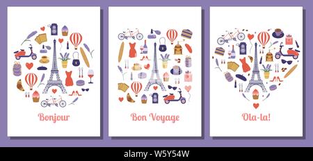 Voyage Romantique à la France ou à Paris Cards Illustration de Vecteur