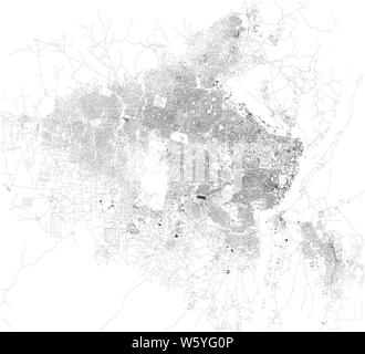 Carte Satellite de Juba, c'est la capitale et plus grande ville de la République du Soudan du Sud. La ville est située sur le Nil Blanc. Carte des rues Illustration de Vecteur