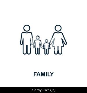 Icône de contour de famille. Style de ligne mince de la collection d'icônes de communauté. Pixel Perfect simple élément de la famille d'icônes pour la conception Web, les applications, les logiciels, l'impression Illustration de Vecteur