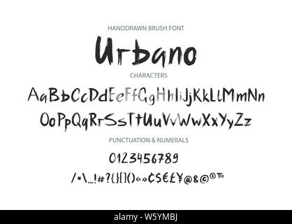 Pinceau à la main font. Hand drawn style de pinceau de calligraphie moderne. Rue Main lettrage et typographie sur mesure brutale. Illustration de Vecteur