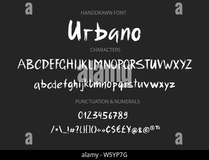 Pinceau à la main font. Hand drawn style de pinceau de calligraphie moderne. Rue Main lettrage et typographie sur mesure brutale. Illustration de Vecteur