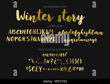 Histoire de l'hiver. Pinceau à la main font pour les lettres précédemment. Hand drawn style de pinceau de calligraphie moderne. Illustration de Vecteur