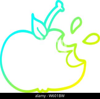 Ligne de gradient froid dessin d'une caricature apple mordu juteux Illustration de Vecteur