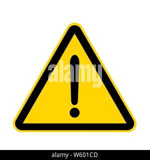 Une exclamation Danger Avertissement Attention danger jaune isolé sur blanc avec clipping path Banque D'Images