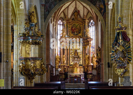 Maria Saal : Maria Saal Cathédrale, chaire, autel de , Kärnten, Carinthie, Autriche Banque D'Images