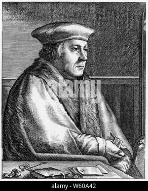 Thomas Cromwell, premier comte d'Essex (c1485-1540), 1620. Après Hans Holbein le Jeune (c1497-1543). Thomas Cromwell, avocat et homme d'État anglais qui a servi comme chef-ministre au roi Henry VIII d'Angleterre de 1532 à 1540. De Heroologia Anglica, 1620 de Henry Holland. Banque D'Images