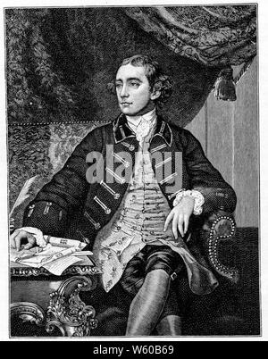 Warren Hastings (1732-1818), 1777. Par Thomas Watson (1750-1781) après Sir Joshua Reynolds (1723-1792). Warren Hastings (1732-1818) homme d'État anglais et premier gouverneur général de facto de l'Inde de 1774 à 1785. En 1787, il a été accusé de corruption et destitué, mais après un long procès, il a été acquitté en 1795. Il a été nommé conseiller privé en 1814. Banque D'Images