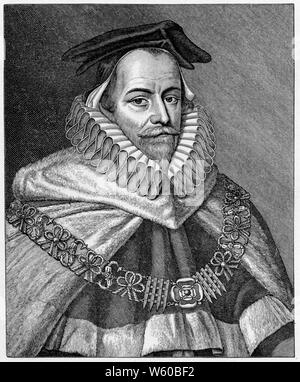 Sir Edward Coke (1552-1634), 1666. Par David Loggan (1634-1692). Sir Edward Coke, avocat, juge et politicien anglais considéré comme le plus grand juriste des époques élisabéthaine et Jacobean. Banque D'Images