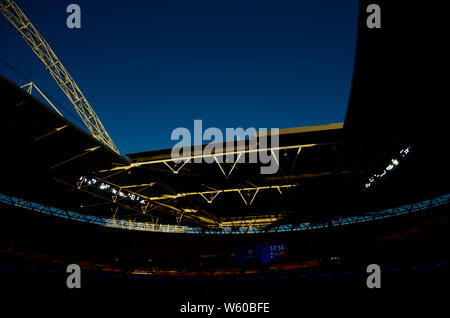 Londres, ANGLETERRE - 3 octobre, 2018 : Vue de la salle avant l'UEFA Champions League 2018/19 Groupe B match entre Tottenham Hotspur (Angleterre) et le FC Barcelone (Espagne) au stade de Wembley. Banque D'Images