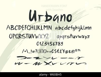 Pinceau à la main font. Hand drawn style de pinceau de calligraphie moderne. Rue Main lettrage et typographie sur mesure brutale. Illustration de Vecteur