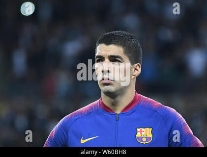 Londres, ANGLETERRE - 3 octobre, 2018 : Luis Suarez de Barcelone sur la photo avant de l'UEFA Champions League 2018/19 Groupe B match entre Tottenham Hotspur (Angleterre) et le FC Barcelone (Espagne) au stade de Wembley. Banque D'Images